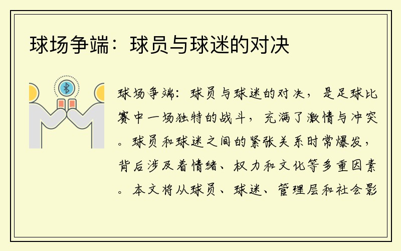 球场争端：球员与球迷的对决